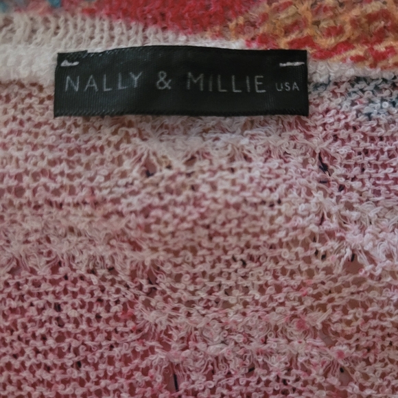 Nally & Millie Pink Multi Colored Striped Dolman Sleeve Top OS - Picture 6 of 6